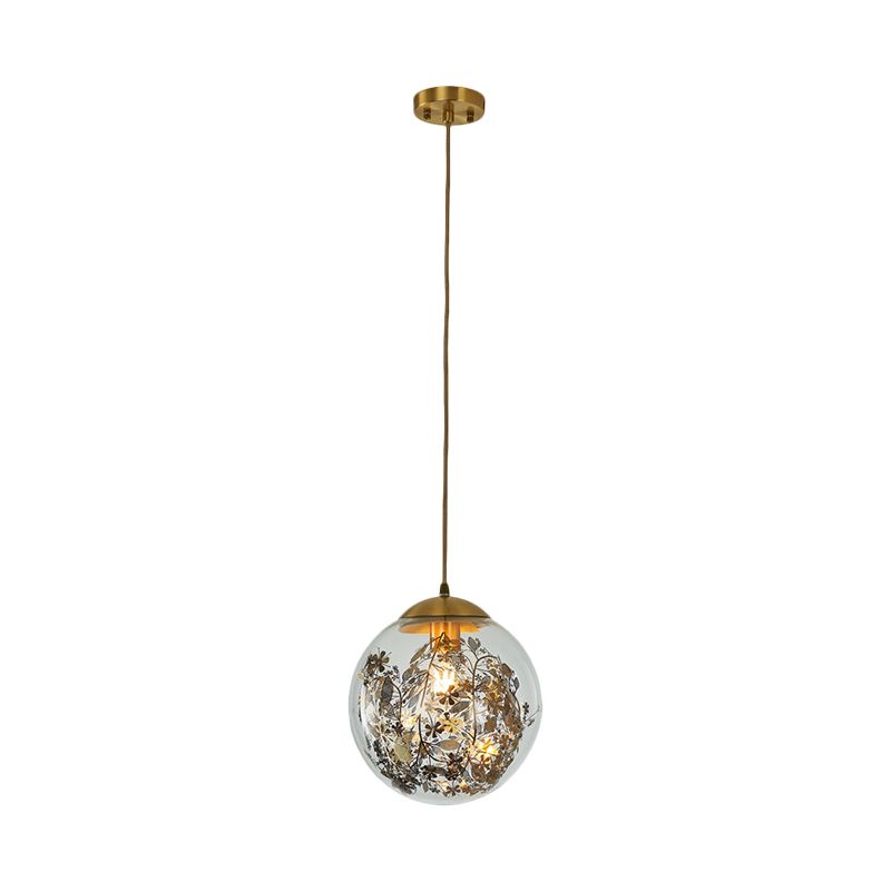 Clear Glass Global Pendulum Light Simplicity 1 Head Down Lighting Pendant in Brass