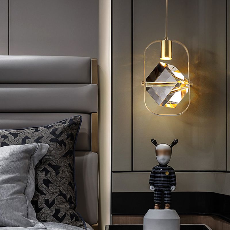 Postmodern Crystal Pendant Light Geometric Gold Hanging Pendant for Living Room