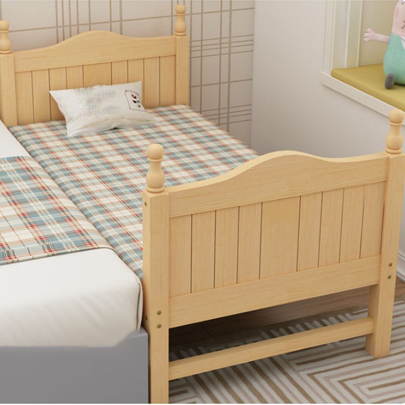 Solid Wood Kids Bed with Guardrails Modern Mattress Included Twin Bed