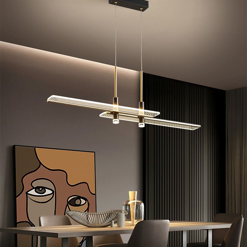 Panneau de panneau rectangulaire suspension de luminaire à LED noire acrylique moderne pour le salon