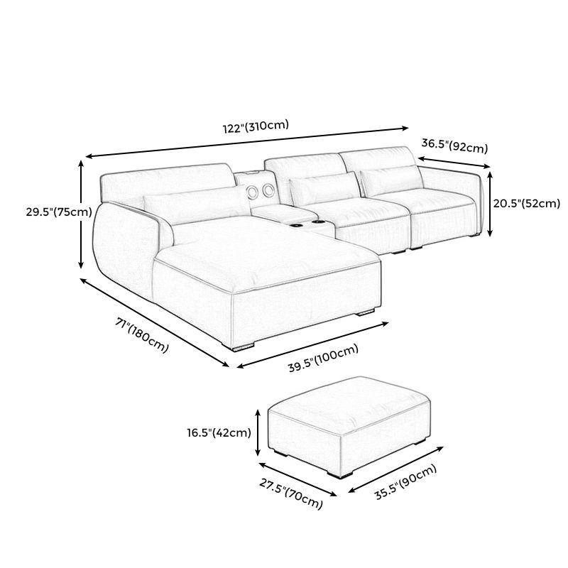 Scandinavian Tan Faux Leather Straight Arm Sofa/Sectionals with Stain-Resistant