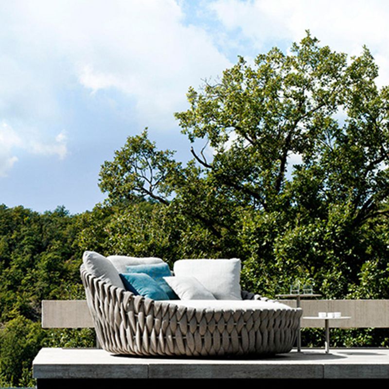 Contemporary Patio Daybed with Water Resistant Cushions in Metal