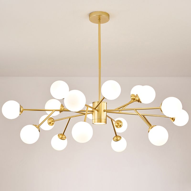 Chandelier MODELLE METAL METAL Multi Light Chandelier Pendant avec verre blanc