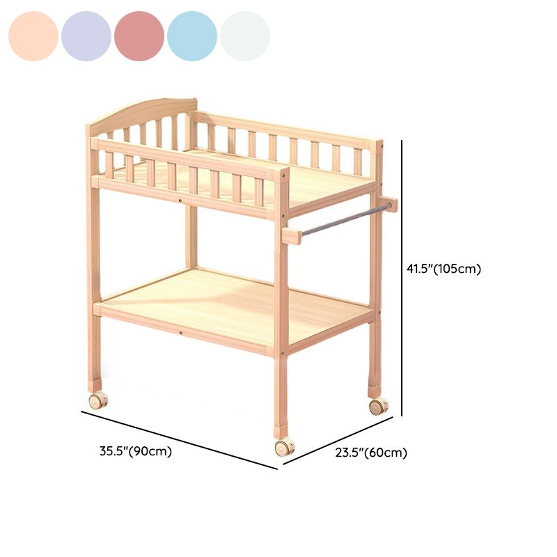 Pine Wooden Baby Changing Table with Storage Shelf Flat Top Changing Table with Pad