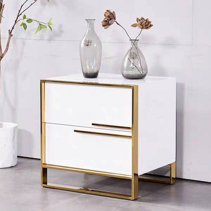 20'' Tall Accent Table Nightstand 2-Drawer Solid Wood Glam Nightstand with Legs