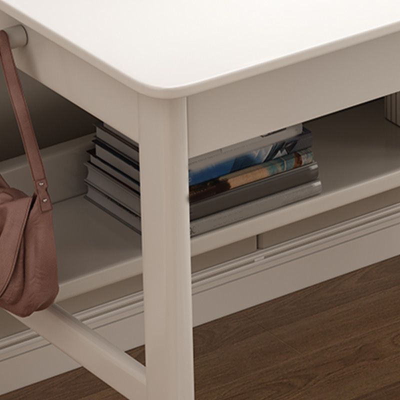 Contemporary Solid Wood Writing Desk with Shelves and 2 Drawers