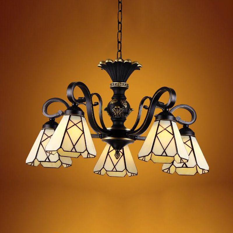 Éclairage de lustre en verre jaune baroque Baroque 5/6/8 Lumières Black Plafond Suspension Lampe