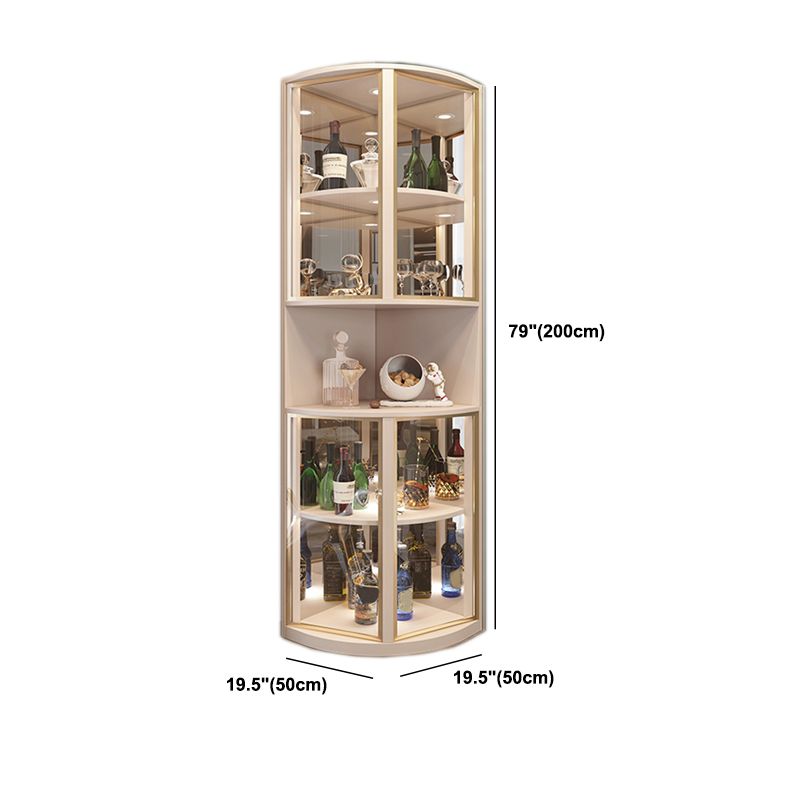 Modern Corner Unit Wood Curio Cabinet Glass Doors Storage Cabinet for Bathroom