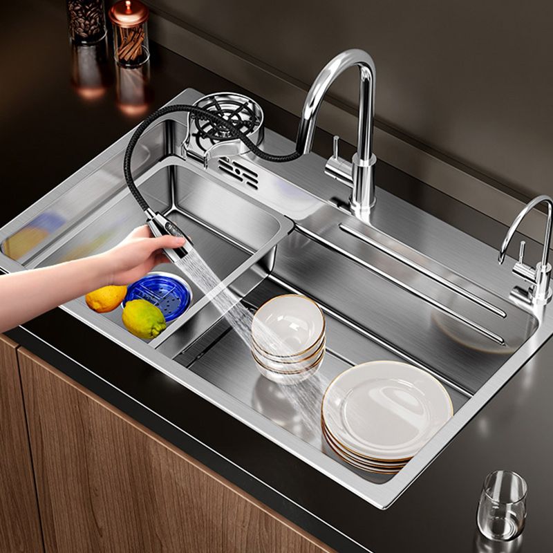 Modern Kitchen Sink Stainless Rectangular Pull-out Faucet Kitchen Sink