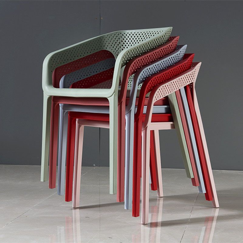 Contemporary Stackable Chair Dining Kitchen Arm Chairs with Plastic Legs