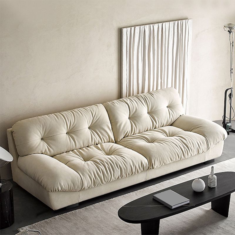 Tufted Backrest Sectional Sponge Padded Armless Off-white Sofa