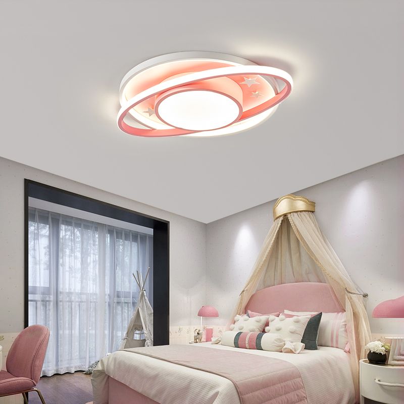 Metal Geometric Shape Flush Mount Light Lovely Colorful LED Ceiling Light for Kid's Room