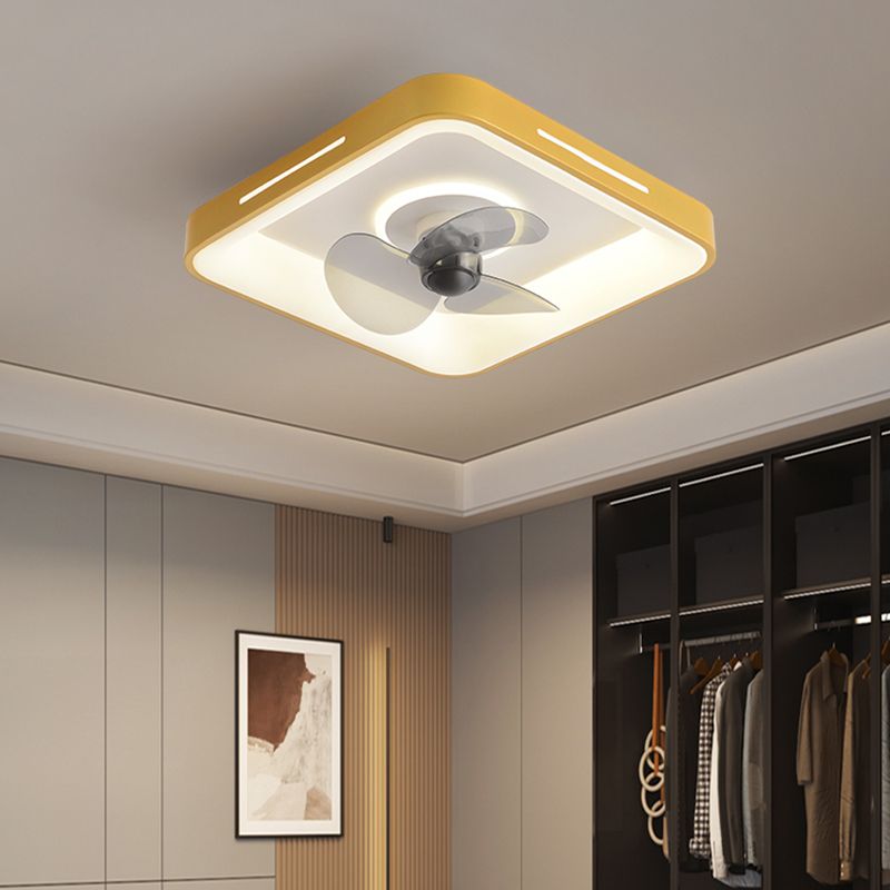 Modern Style Geometry Ceiling Fan Lamp Metal Single Light Ceiling Fan Lighting for Bedroom