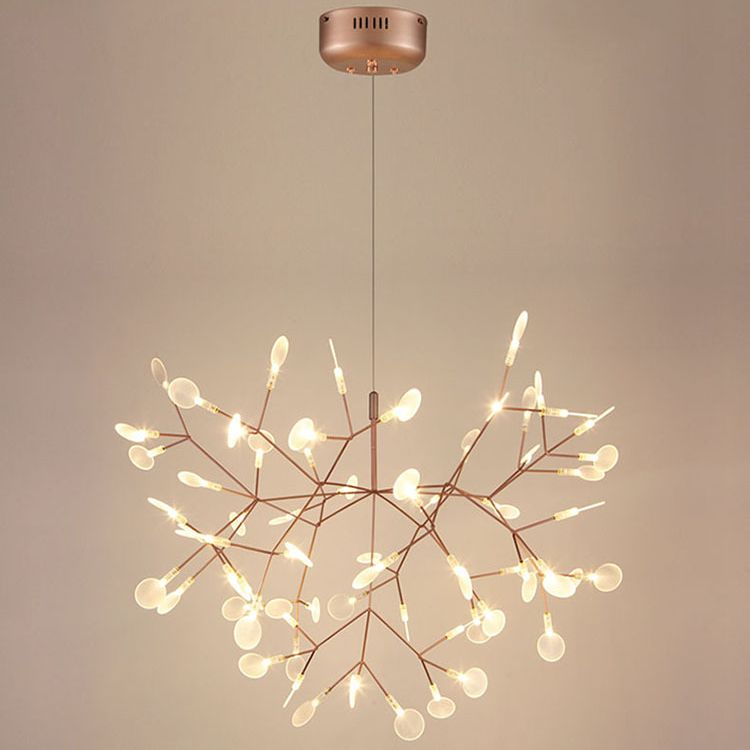 Metal Branch Pendant Lighting Modern Style Multi Lights Hanging Lamp in White