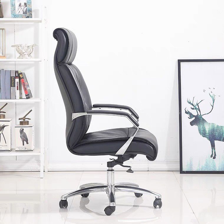 Modern Black Office Chair Fixed Arms No Distressing Ergonomic Desk Chair