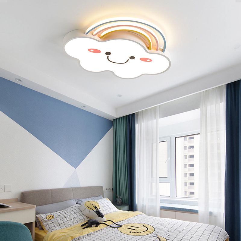 Acrylic Cloud LED Ceiling Light in Kids Creative Style Wrought Iron Flush Mount for Interior Spaces