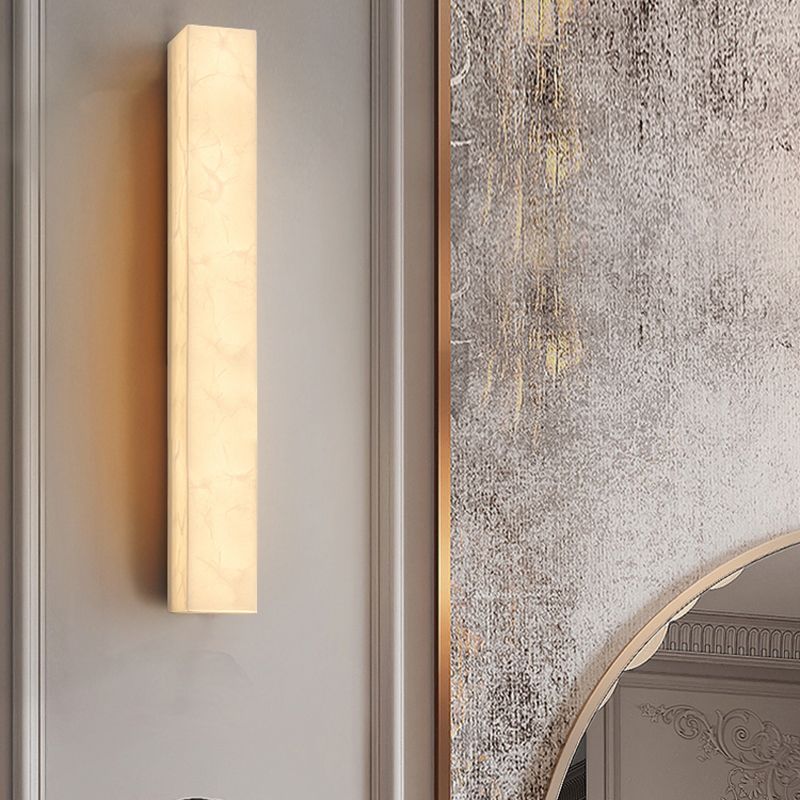 LED Modern Wall Sconce Linear Shape Vanity Lamp with Marble Shade