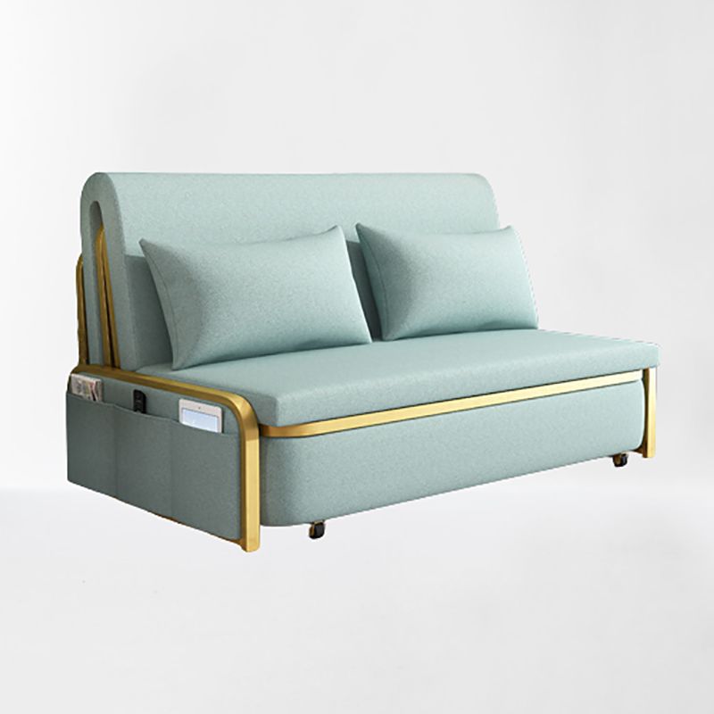 Green Contemporary Linen Armless Sofa Bed Standard Sofa for Living Room