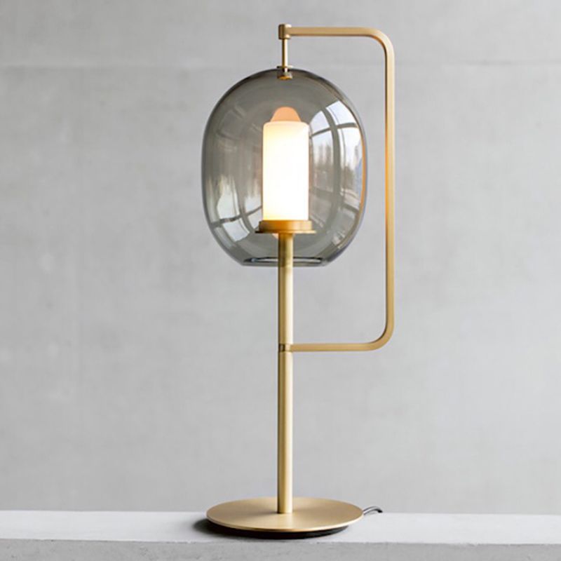 Contemporary Style Dome Table Lamp Glass 1 Light Table Light