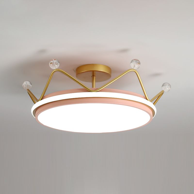 Modern Style Crown Shape Ceiling Fixtures Metal 2 Light Flush Ceiling Light Fixtures