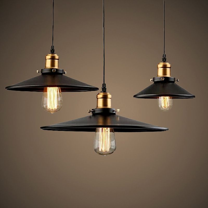 1-Light Cone Shade Pendant Lamp, Contemporary Industrial Metal Hanging Light for Restaurant