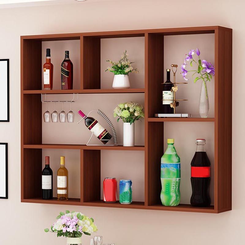 Wood Wall Mounted Wine Rack Modern Wine Rack with Shelf for Kitchen