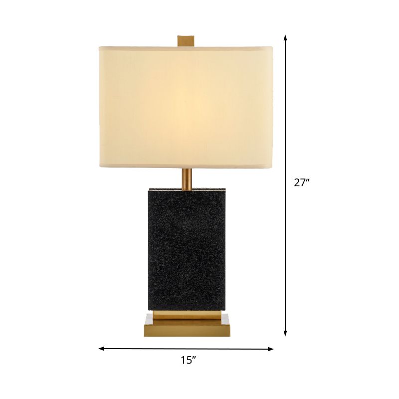 Contemporary 1 Bulb Desk Light Black Rectangular Night Table Lamp with Fabric Shade