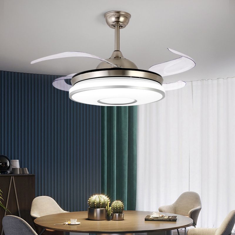 Modern Single White/Golden Ceiling Fan Lamp LED Ceiling Fan Light for Dining Room