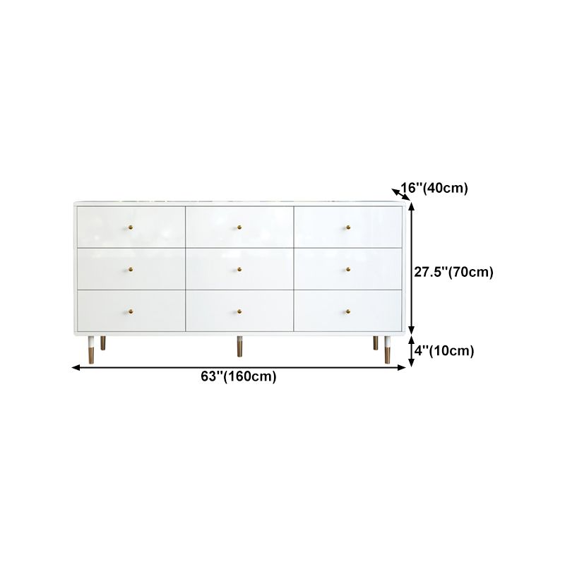 White-gold Buffet Table Wood Glam Style Kitchen Table for Dinning Room