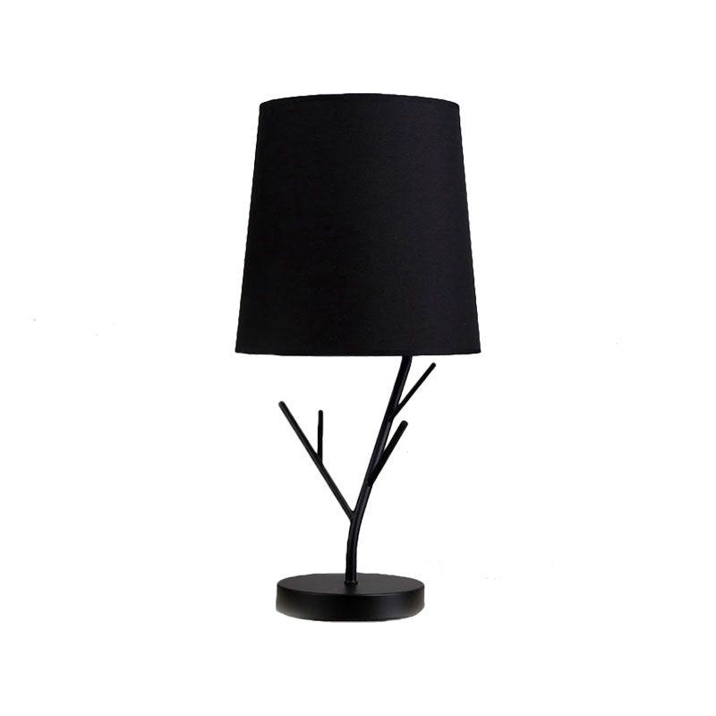 Contemporary Tapered Task Light Fabric 1 Light Reading Book Light in White/Black with Branch Base