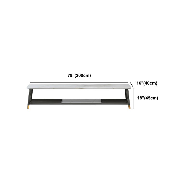 17.72"H TV Stand Glam Style White Open Storage TV Console with 2-shelf