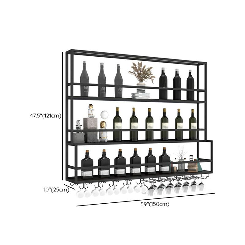 Modern Metal Wine Rack Wall Mounted Wine Bottle & Glass Rack for Living Room