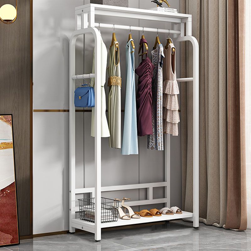 Modern Metal Entryway Kit Hanging Rail and 2 Storage Shelving Coat Hanger