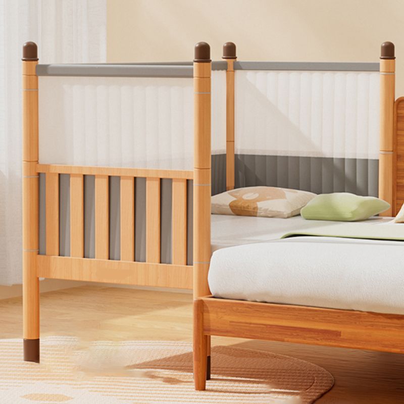 Scandinavian Brown Nursery Crib Wooden Nursery Bed with Guardrail