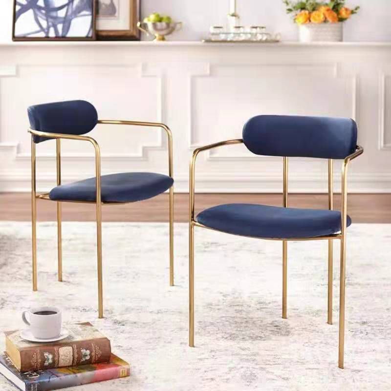 Glam Style Dining Arm Chair Upholstered Dining Armchair for Indoor