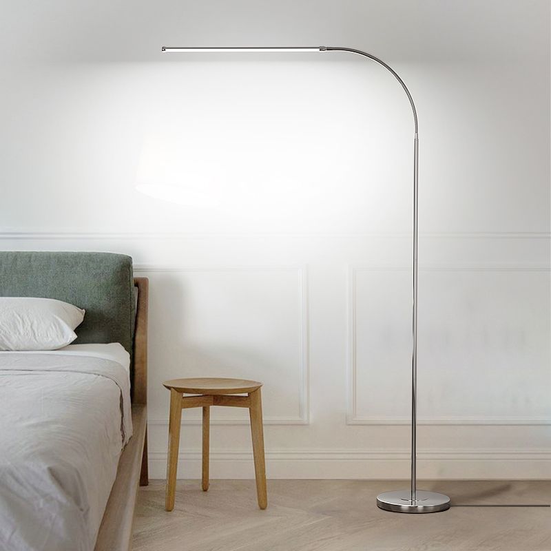 1 Light Linear-Shaped Floor Lamps Modernism Metal Standard Lamps in Silver