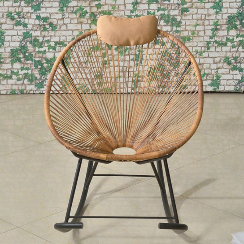 Contemporary Lazy Single Rocking Chair Rattan Rocking Chair for Break