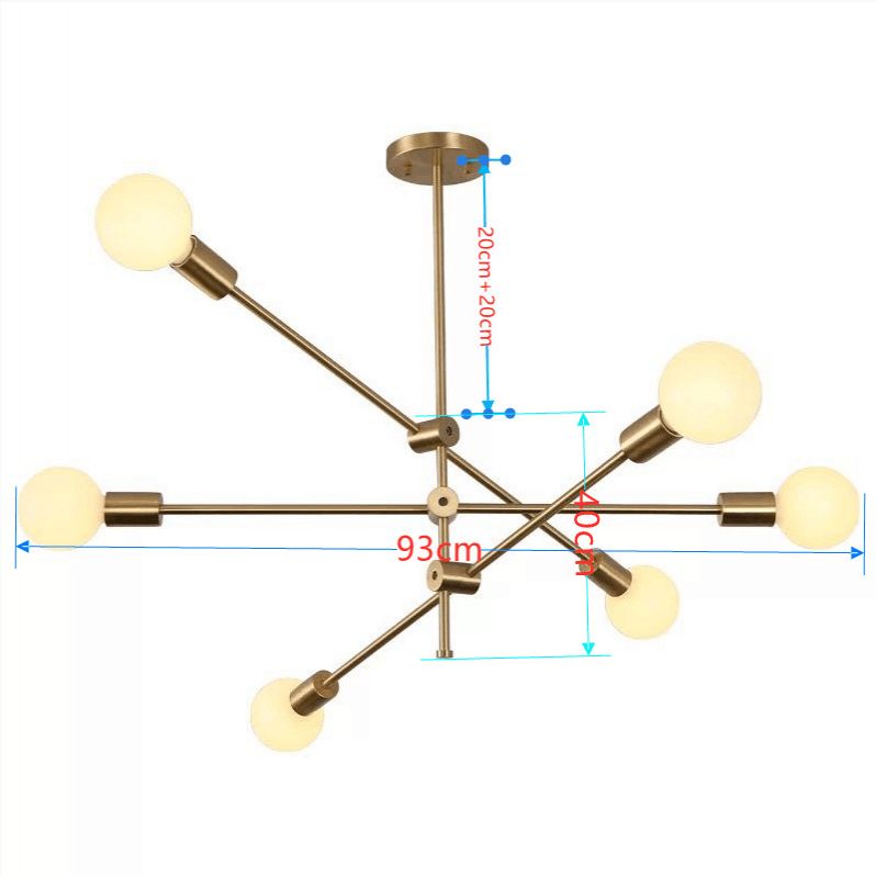 Molecular Metal Chandelier Lighting Industrial Exposed Bulb Hanging Pendant Light for Living Room