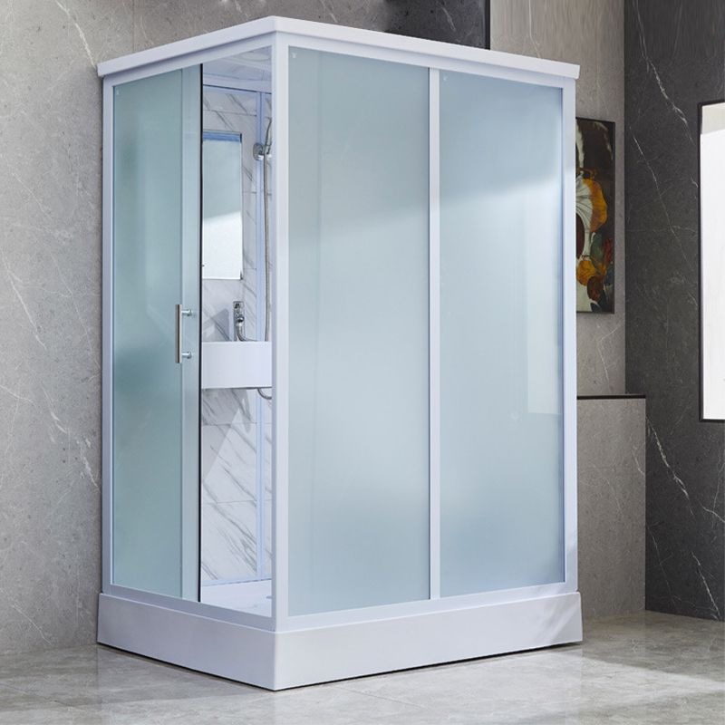 43" W X 86" H Shower Stall Semi-Frameless Rectangle Sliding Shower Kit with Base Included