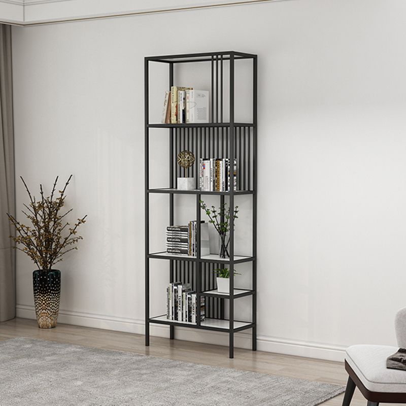 Metal Open Back Bookshelf Industrial Vertical Bookcase for Living Room