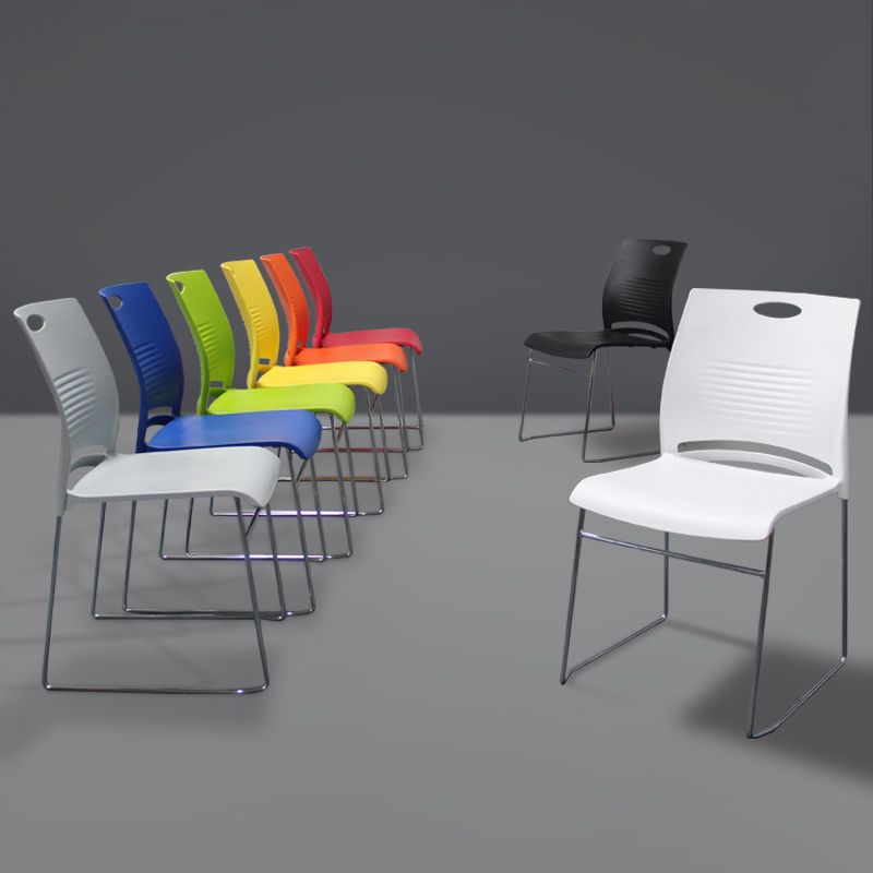 Silver Steel Frame Conference Chair Low Back Lumbar Support Chair