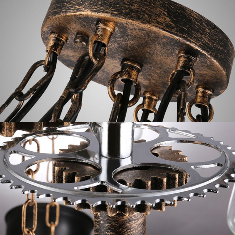 Gearwheel Chandelier Light Fixture Industrial Metal Pendant Lighting for Restaurant