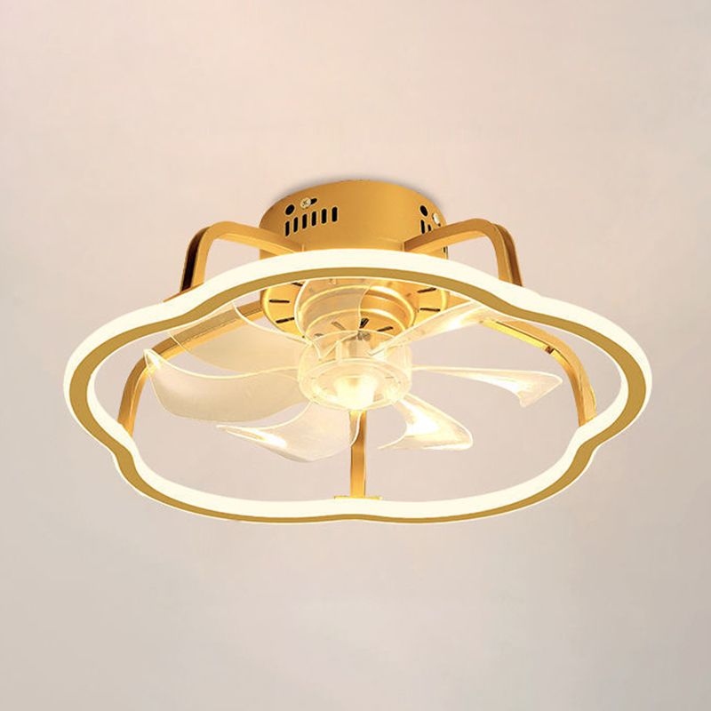 Modern Style Ceiling Fan Lamp Metal Ceiling Fan Lighting in Golden for Living Room