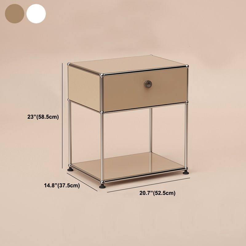 Metal Bed Nightstand Contemporary Bedside Cabinet with Drawer