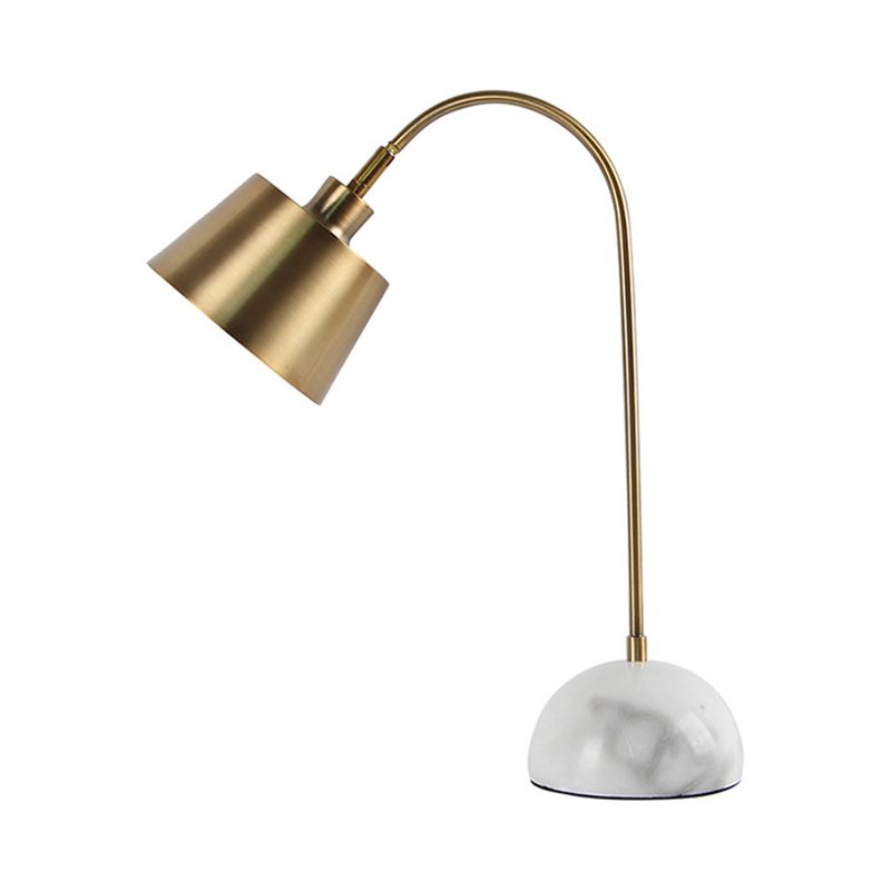 Gold Tapered Shade Table Lamp Modern Style 1-Head Metallic Standing Table Light with Marble Base