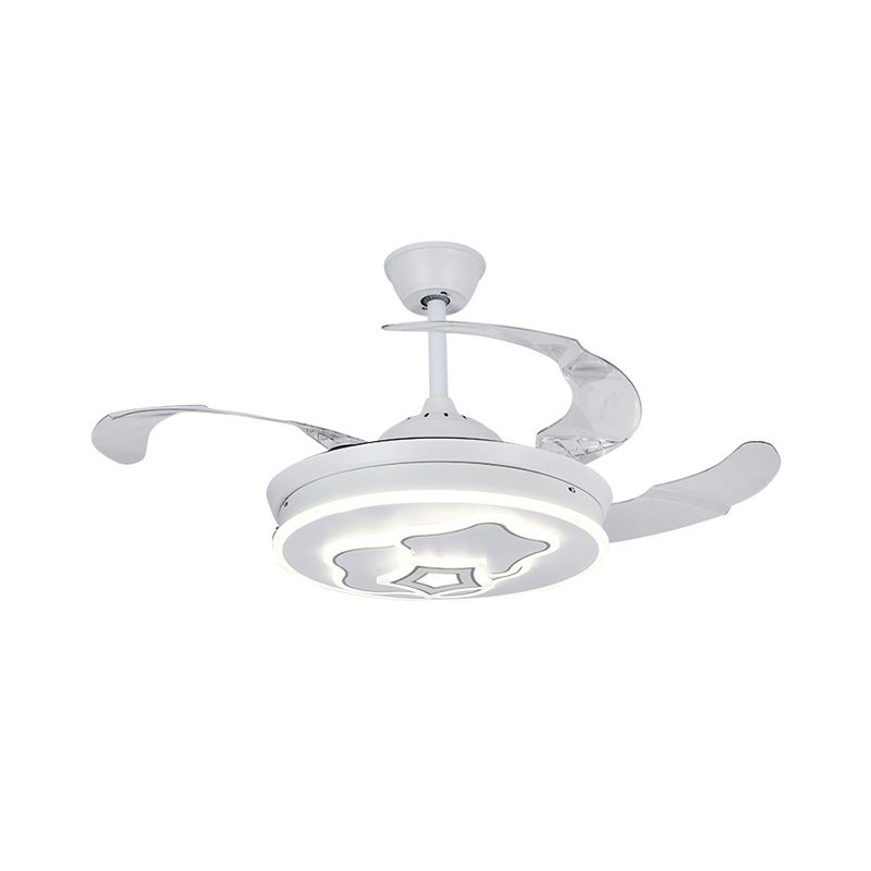 Metalen metalen ronde hangers van 3-bladen fan licht eigentijds 42 "breedte led semi-flush mount met sterrenontwerp in wit