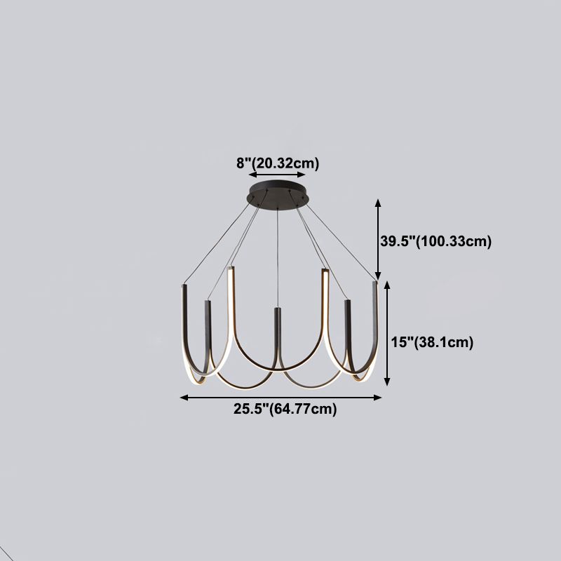 Metal U-Shape Chandelier Pendant Light Simple LED Hanging Pendant Light