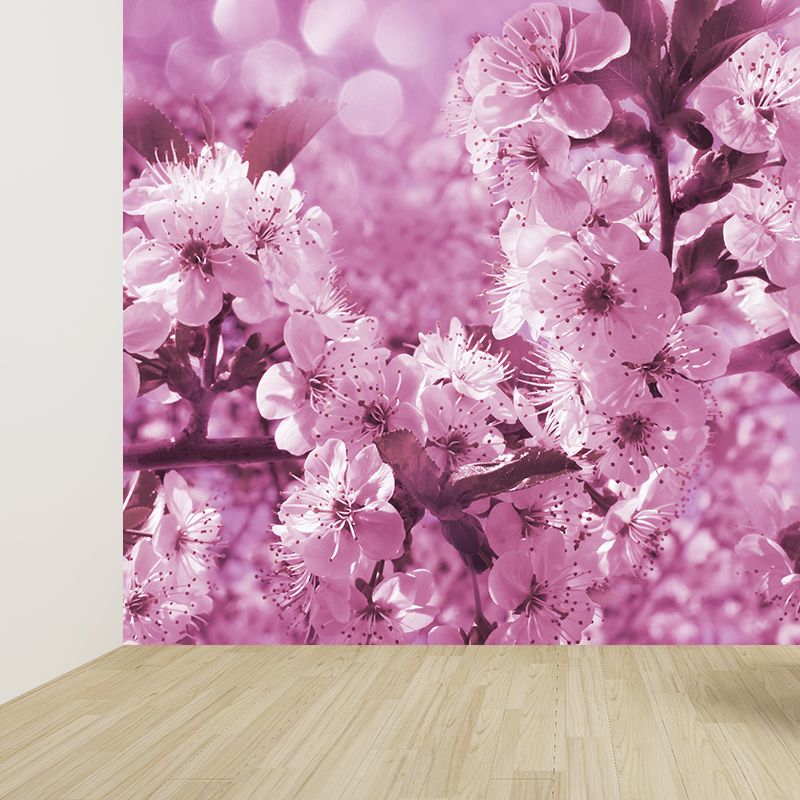 Whole Cherry Tree Mural Decal Pink Non-Woven Fabric Wall Art for House Decor, Custom