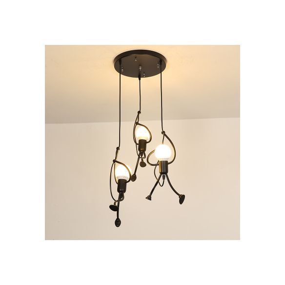 Pendant Lighting Fixture Industrial Living Room Pendant Ceiling Light with Unique Metal Shade in Black