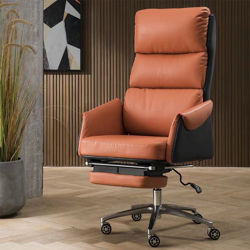 Modern Slide High Back Office Chair Leather Executive Chair with Footrest